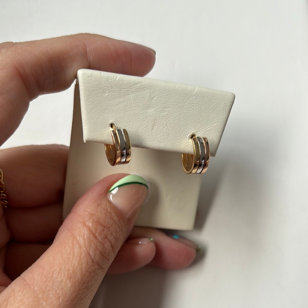 14KT Gold three color Hoops