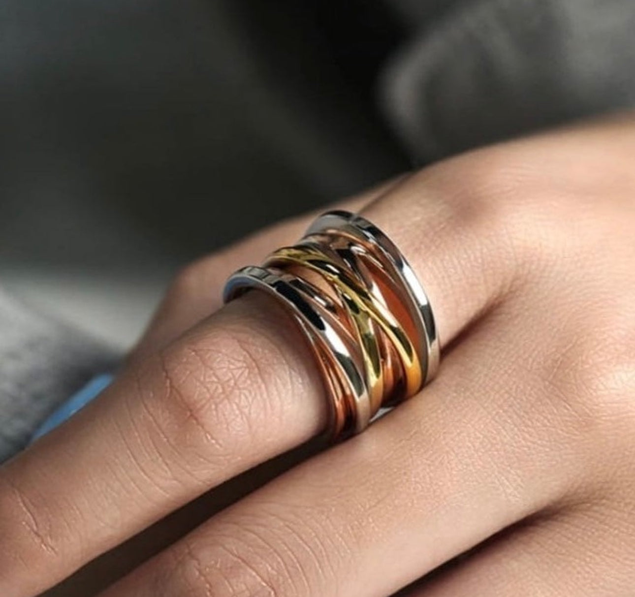 Tangled three color Ring