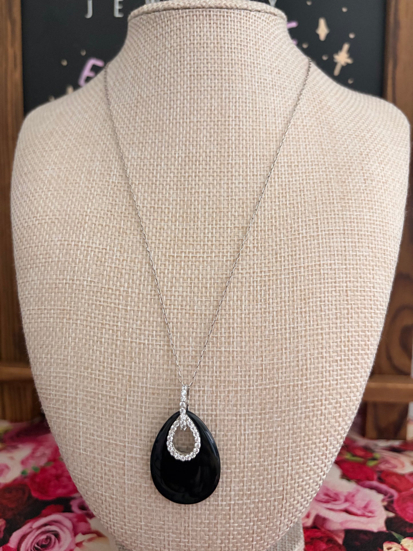 black teardrop pendant