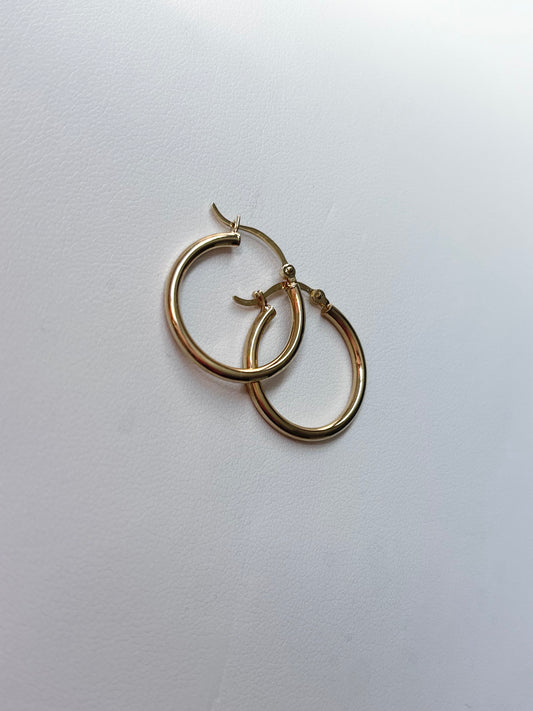 14KT GOLD thin Hoops
